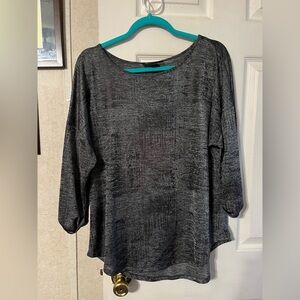 Gray Textured Long Sleeve Top